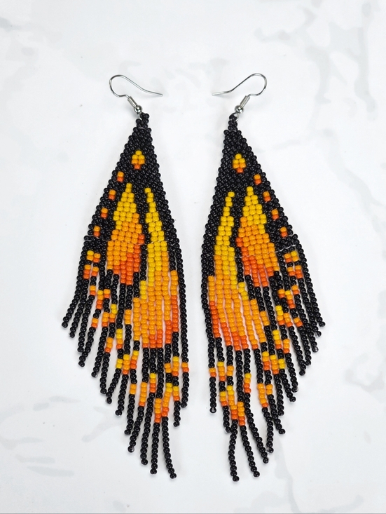 Boheme Jewelry - Butterfly Boho Beaded Fringe Earrings Handmade Black Statement Jewelry Boheme